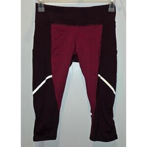 Lululemon Hop To It Crop  sz 6 Bordeaux Drama / Hyper Stripe Bumble Berry